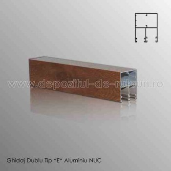 Ghidaje rulouri exterioare aluminiu aplicate duble tip “E” nuc